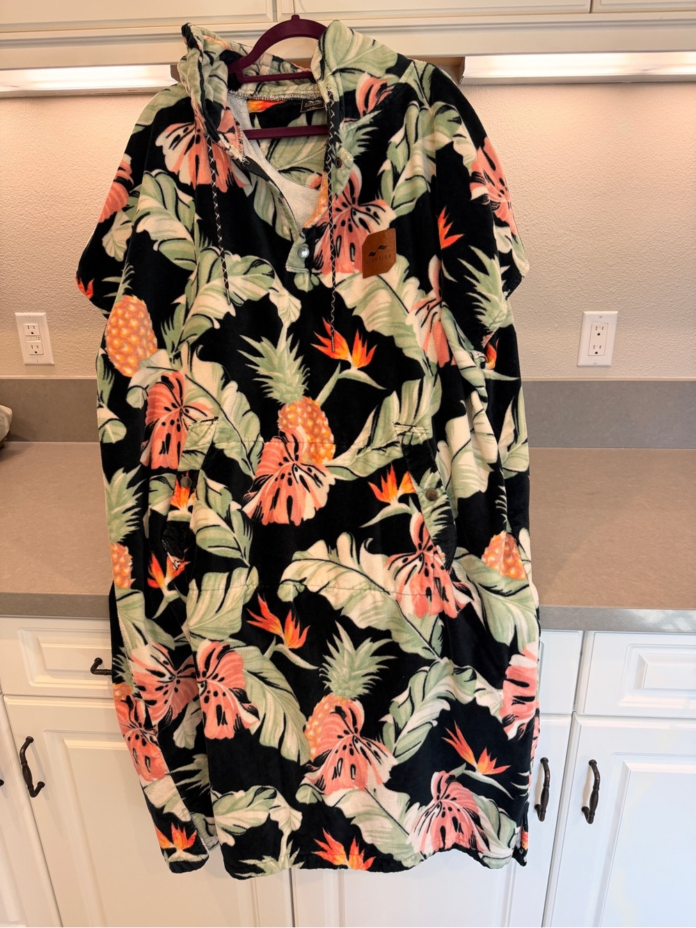 Slowtide Tropical Pineapple Poncho Hoodie Cover-Up